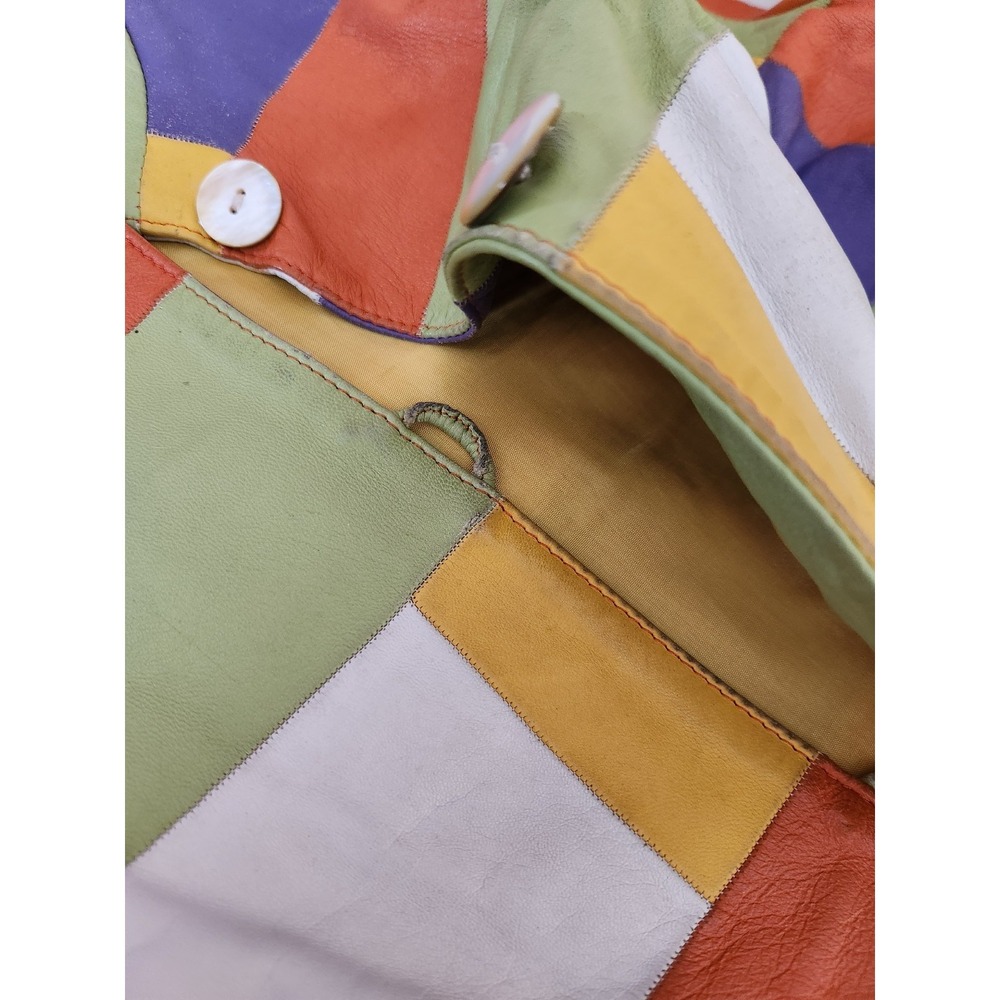 Y2K Colorful Patchwork Leather Jacket - image 6